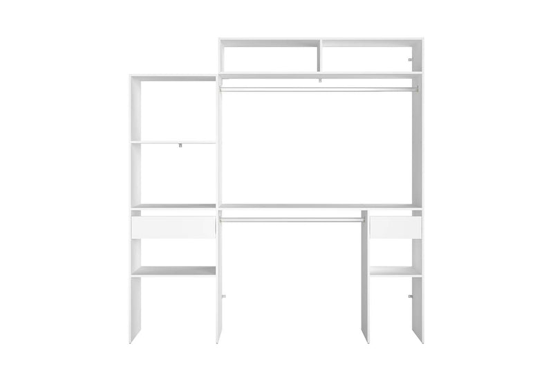 Dressing blanc extensible avec 2 penderies, 4 étagères et un tiroir MATIGNON