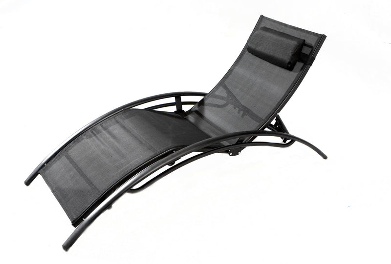 Transat ajustable et empilable avec pieds en acier noir VERGARA