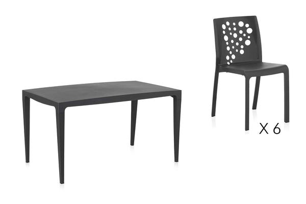 Table Master 6 places et 6 chaises gris anthracite CINNATI