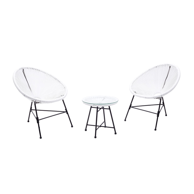Salon de jardin 2 fauteuils ronds et table basse blanc LIO