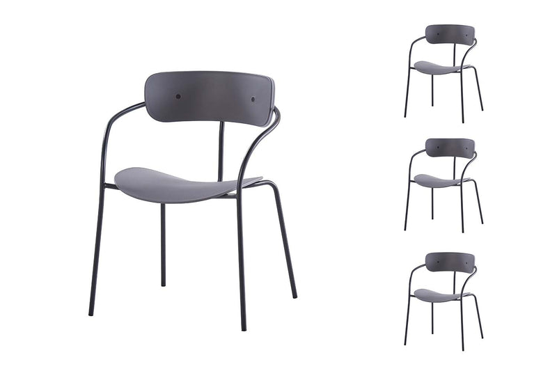 Lot de 4 chaises gris foncé design LOS ANGELES