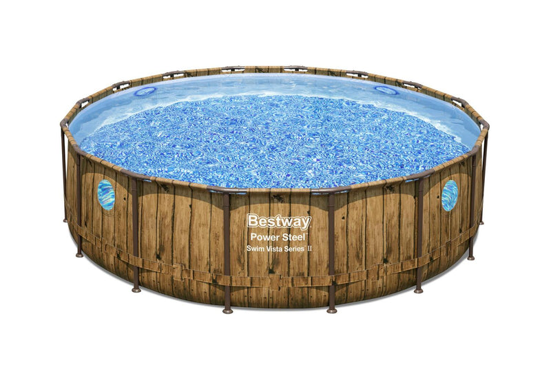 Piscine hors sol effet rotin brun 4,88 x 1,22 m KAILA