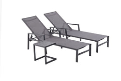 Lot de 2 transats et une table d'appoint gris  SITGES