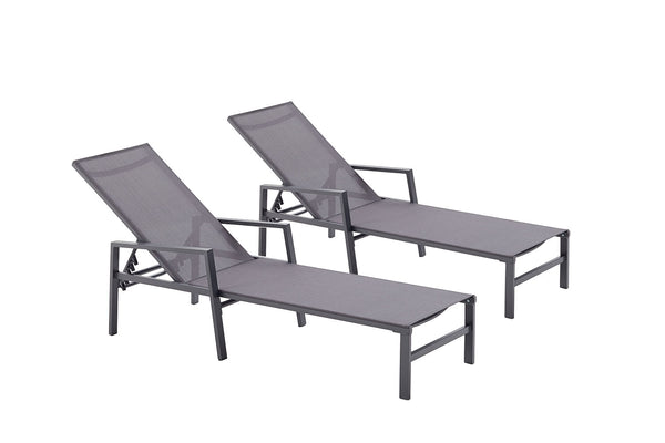 Lot de 2 transats en aluminium gris foncé  SITGES