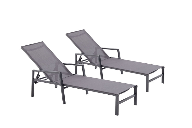 Lot de 2 transats en aluminium gris foncé  SITGES