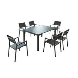 Console extensible et 6 chaises en aluminium LACOS