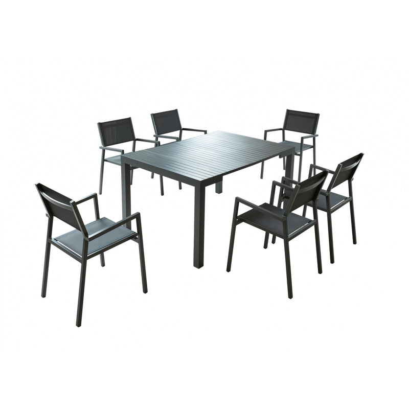 Console extensible et 6 chaises en aluminium LACOS
