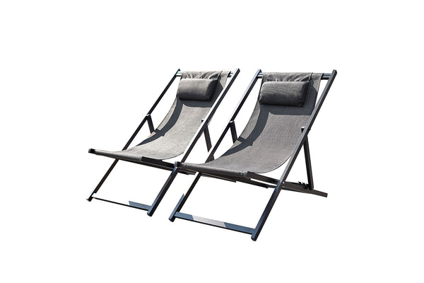 Lot de 2 transats alu gris BIDART