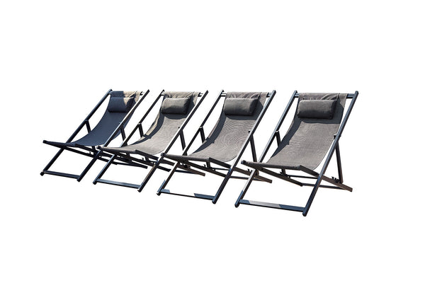 Lot de 4 transats alu gris BIDART