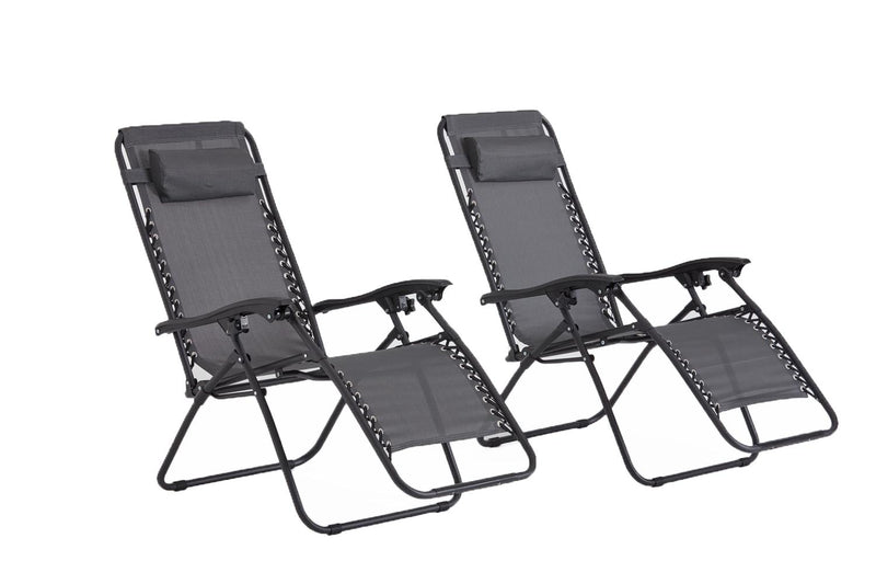 Lot de 2 transats inclinables noir et gris foncé ANALU
