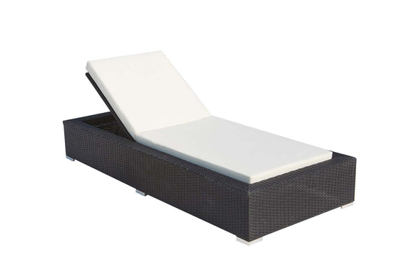 Bain de soleil avec matelas en résine tressée noir et blanc ESSI