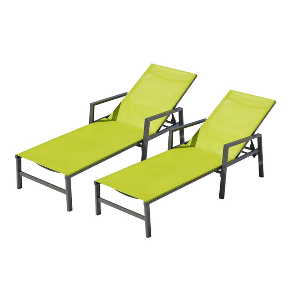 Lot de 2 transats en aluminium gris foncé et vert SITGES