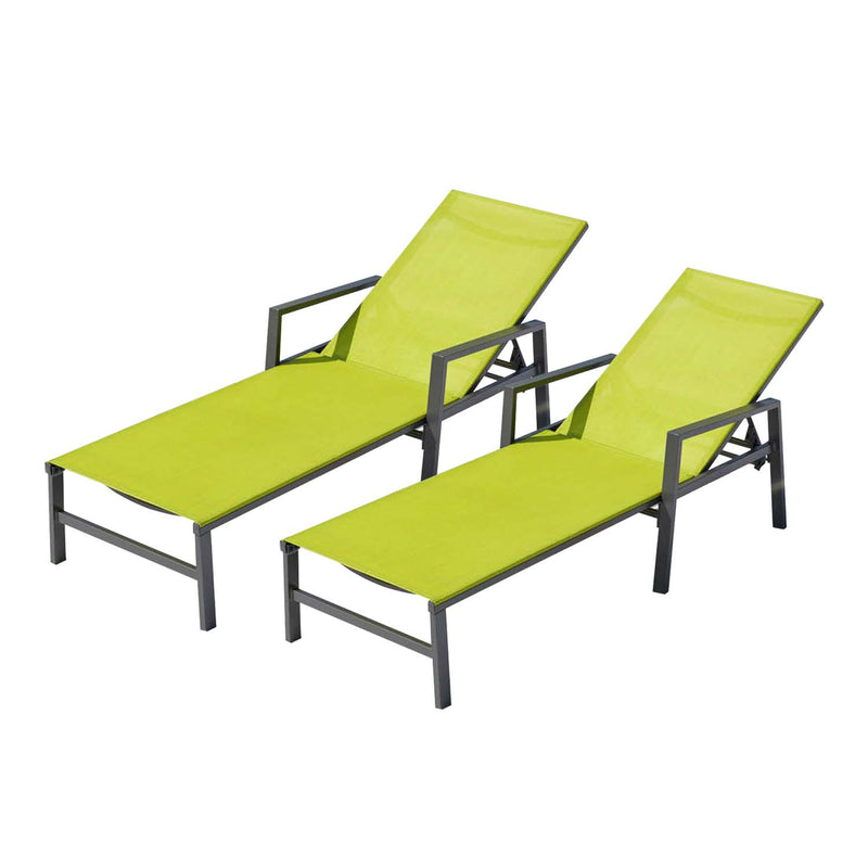 Lot de 2 transats en aluminium gris foncé et vert SITGES