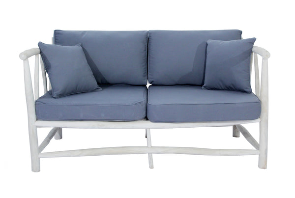 Fauteuil 2 personnes en teck avec coussin gris OLIVIA