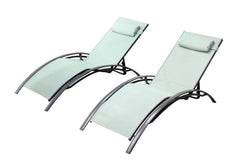 Lot de 2 transats en aluminium et toile PVC vert pastel ANTIBES
