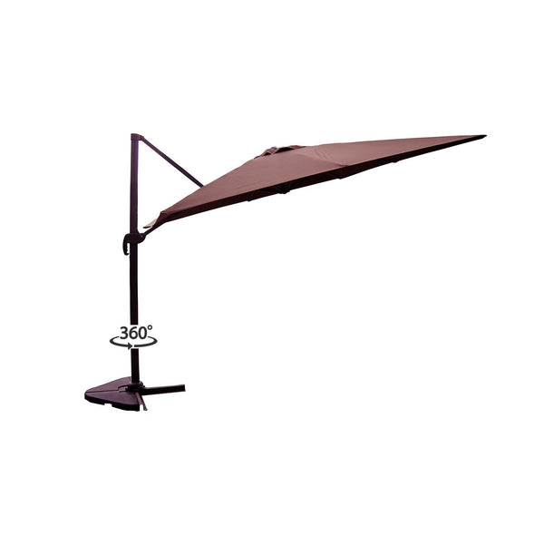 Parasol déporté et rotatif 3 x 3 m chocolat RAFAELA