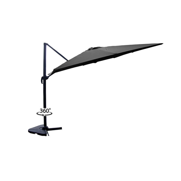 Parasol déporté et rotatif 3 x 3m gris RAFAELA