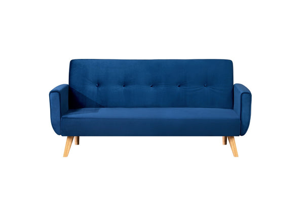 Canapé scandinave convertible 3 places en velours bleu nuit OLIVER