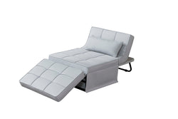 Fauteuil pouf ottoman gris 3 en 1 en tissu gris clair LEIRA