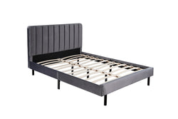 Lit 160x200 cm en velours gris ORLANDO