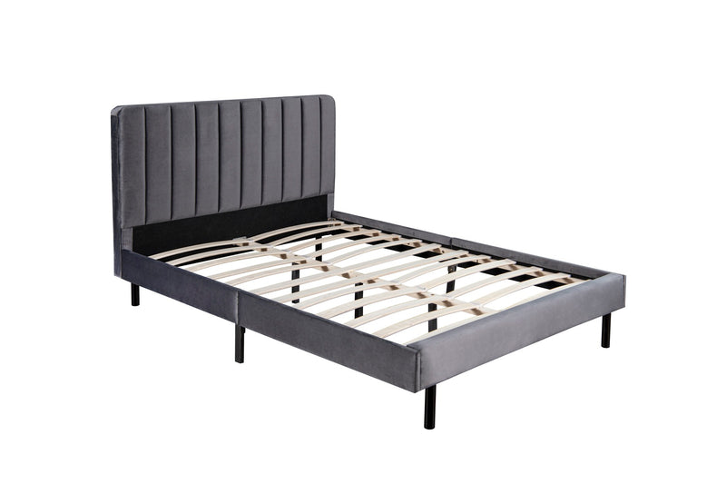 Lit 160x200 cm en velours gris ORLANDO