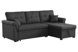 Canapé d'angle droit convertible 4 places en tissu gris foncé BURLINGTON