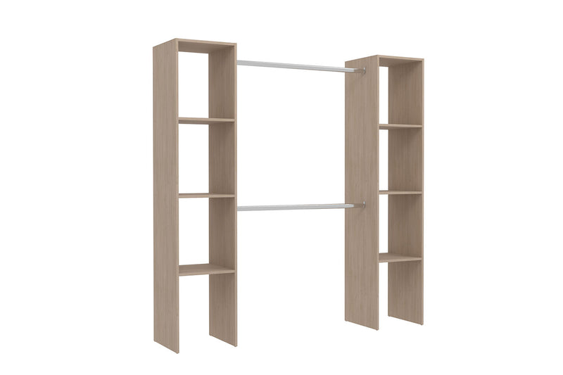 Dressing bois avec 6 étagères et 2 penderies : 180 x 40 x 180 cm MATIGNON