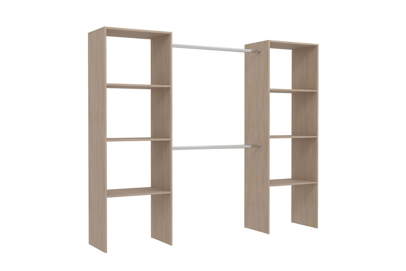 Dressing bois avec 6 étagères et 2 penderies : 220 x 40 x 180 cm MATIGNON