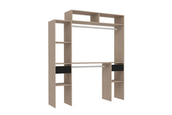 Dressing bois extensible avec 2 penderies, 4 étagères et 2 tiroirs MATIGNON