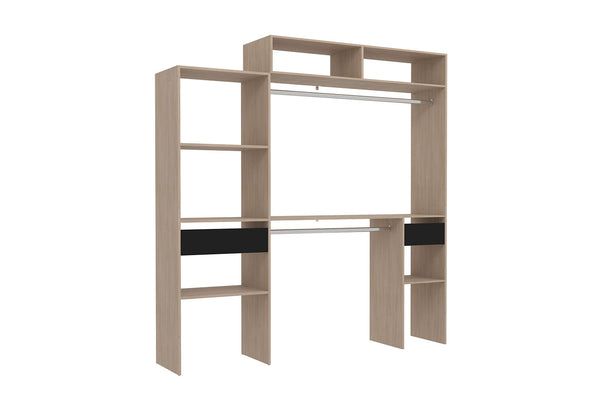 Dressing bois extensible avec 2 penderies, 4 étagères et 1 tiroir MATIGNON