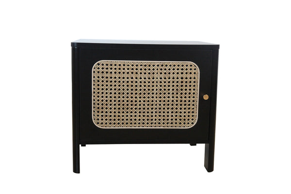 Table de chevet canage et bois noir MONTRELO