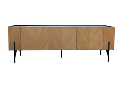 Meuble TV vintage en bois clair avec placard FENIX