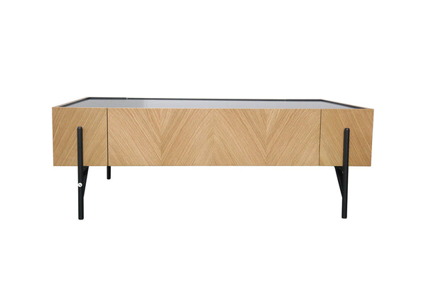 Table basse en bois clair avec 2 grands tiroirs FENIX