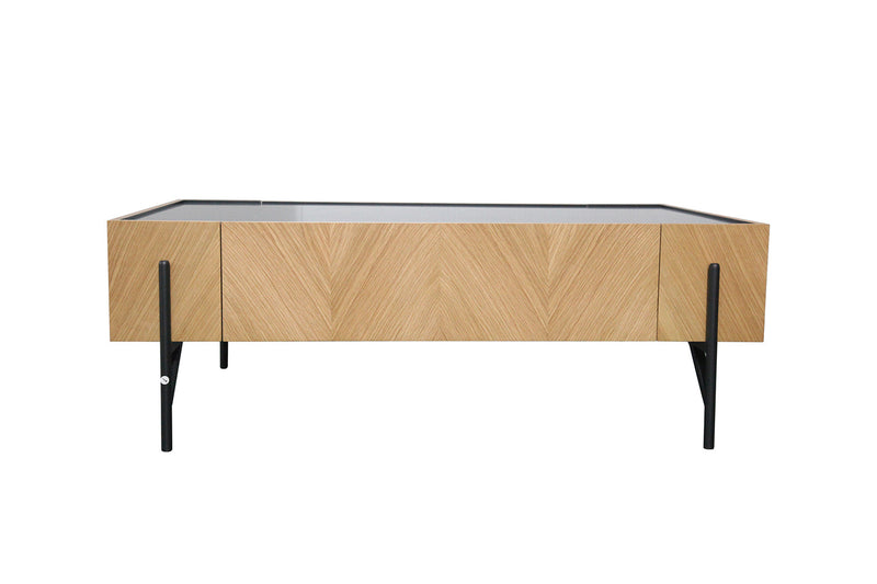 Table basse en bois clair avec 2 grands tiroirs FENIX