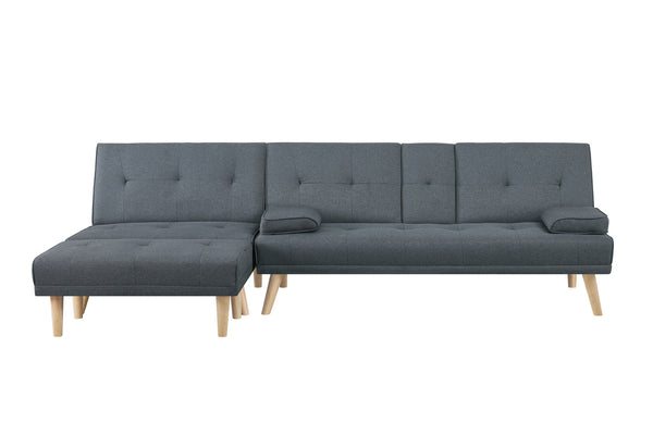 Canapé scandinave convertible 5 places en tissu gris ORLANDO
