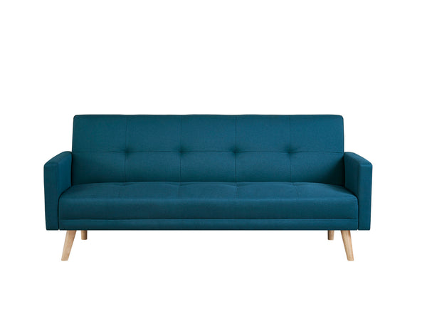 Canapé scandinave convertible 3 places en tissu bleu canard VANSO