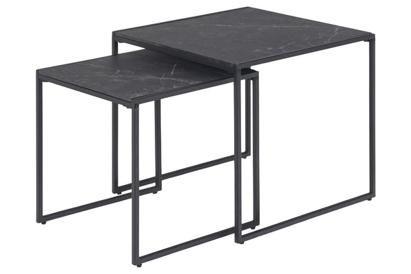 Tables gigognes carrées effet marbre noir EVELYN
