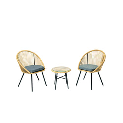 Salon de balcon 2 fauteuils et 1 table coussins gris PAULO