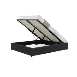 Structure de lit coffre en velours noir 160x200 cm SALAMANQUE