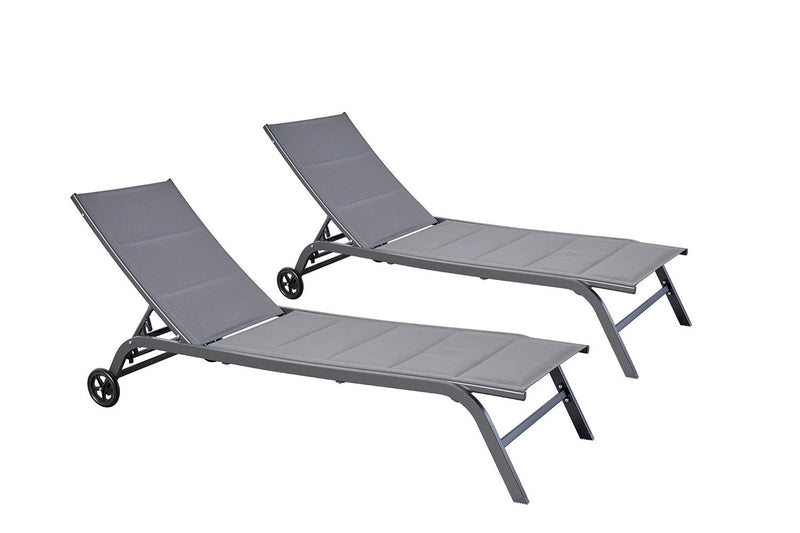 Lot de 2 transats aluminium gris foncé AUCKLAND