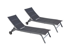 Lot de 2 transats aluminium noir AUCKLAND