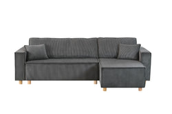 Canapé convertible d'angle réversible 4 places velours côtelé gris OGGIE