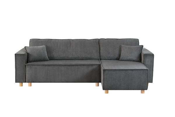 Canapé convertible d'angle réversible 4 places velours côtelé gris OGGIE