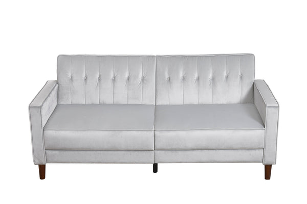 Canapé design convertible 3 places en velours gris MANHATTAN