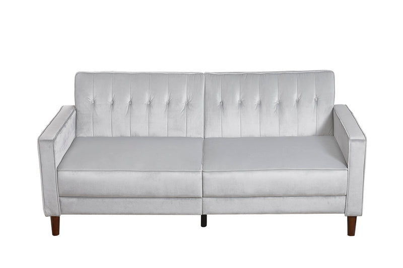 Canapé design convertible 3 places en velours gris MANHATTAN