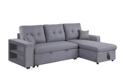 Canapé d'angle droit convertible en tissu gris 4 places SAN DIEGO