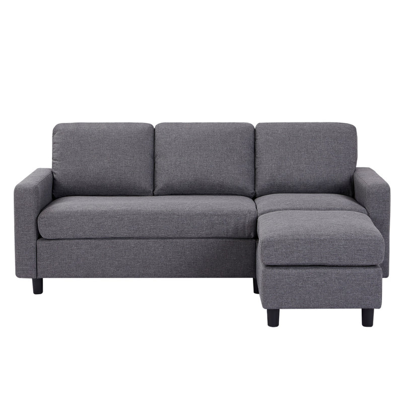Canapé modulable 3 places + 1 pouf tissu gris AURIGA