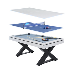 ARIZONA - Table multi-jeux en bois blanc ping-pong et billard
