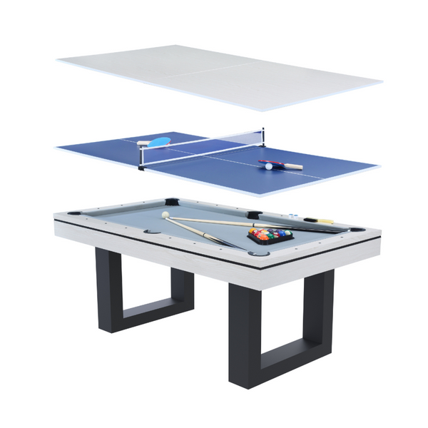 Table multi-jeux 3 en 1 billard et ping-pong en bois blanc ARIES