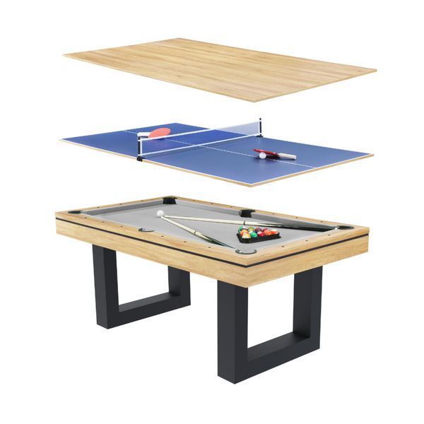 Table multi-jeux 3 en 1 billard et ping-pong en bois ARIES